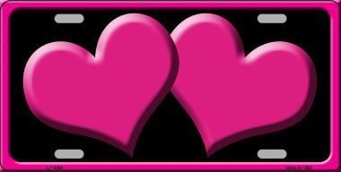 LP-2466 Solid Pink Centered Hearts With Black Background Novelty License Plate
