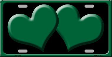 Picture of Smart Blonde LP-2467 Solid Green Centered Hearts With Black Background Novelty License Plate