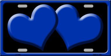 LP-2468 Solid Blue Centered Hearts With Black Background Novelty License Plate