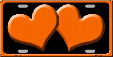 LP-2470 Solid Orange Centered Hearts With Black Background Novelty License Plate