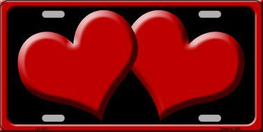 LP-2471 Solid Red Centered Hearts With Black Background Novelty License Plate