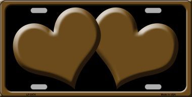 LP-2474 Solid Brown Centered Hearts With Black Background Novelty License Plate