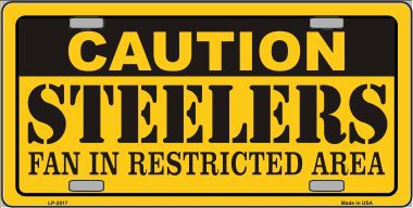 Caution Steelers Metal Novelty License Plate