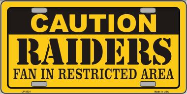 LP-2521 Caution Raiders Metal Novelty License Plate