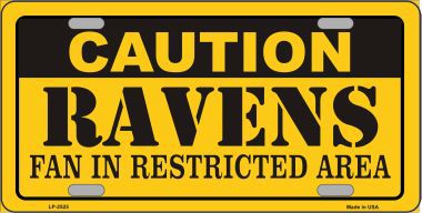 LP-2525 Caution Ravens Metal Novelty License Plate