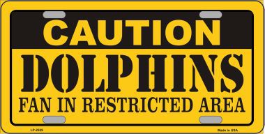Picture of Smart Blonde LP-2529 Caution Dolphins Metal Novelty License Plate