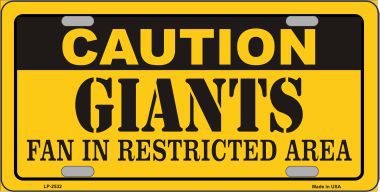 LP-2532 Caution Giants Metal Novelty License Plate