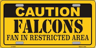 LP-2535 Caution Falcons Metal Novelty License Plate