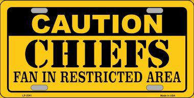 LP-2541 Caution Chiefs Metal Novelty License Plate