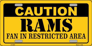 LP-2544 Caution Rams Metal Novelty License Plate