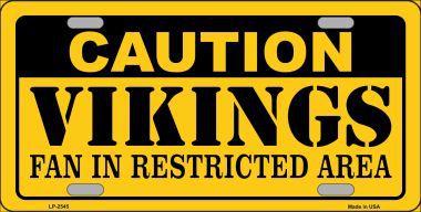 LP-2545 Caution Vikings Metal Novelty License Plate