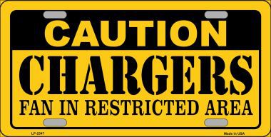 LP-2547 Caution Chargers Metal Novelty License Plate