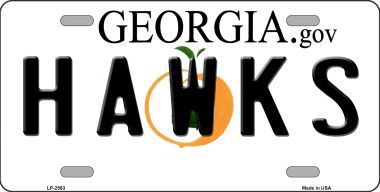 LP-2563 Hawks Georgia Novelty State Background Metal License Plate