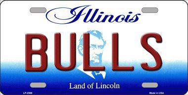 LP-2566 Bulls Illinois Novelty State Background Metal License Plate