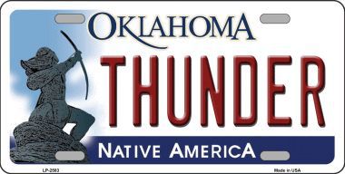 LP-2583 Thunder Oklahoma Novelty State Background Metal License Plate