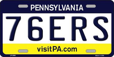 LP-2585 76ers Pennsylvania Novelty State Background Metal License Plate