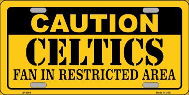 Caution Celtics Fan Metal Novelty License Plate