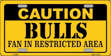 LP-2596 Caution Bulls Fan Metal Novelty License Plate
