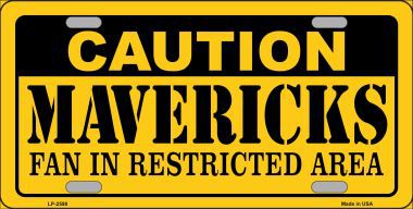 LP-2598 Caution Mavericks Fan Metal Novelty License Plate