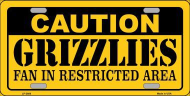 Picture of Smart Blonde LP-2606 Caution Grizzlies Fan Metal Novelty License Plate