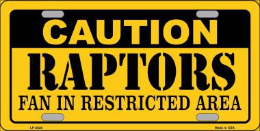 LP-2620 Caution Raptors Fan Metal Novelty License Plate