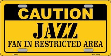 Picture of Smart Blonde LP-2621 Caution Jazz Fan Metal Novelty License Plate