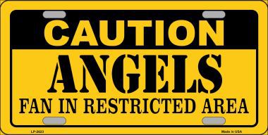 Picture of Smart Blonde LP-2623 Caution Angels Fan Metal Novelty License Plate