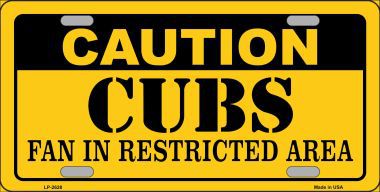 Picture of Smart Blonde LP-2628 Caution Cubs Fan Metal Novelty License Plate