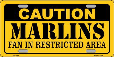 LP-2634 Caution Marlins Fan Metal Novelty License Plate