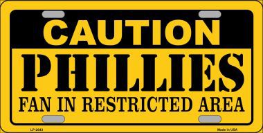 Picture of Smart Blonde LP-2643 Caution Phillies Fan Metal Novelty License Plate