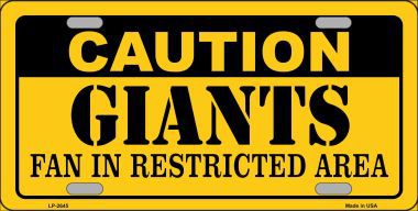 Picture of Smart Blonde LP-2645 Caution Giants Fan Metal Novelty License Plate