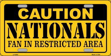 LP-2652 Caution Nationals Fan Metal Novelty License Plate