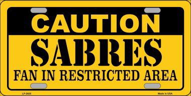 LP-2655 Caution Sabres Metal Novelty License Plate