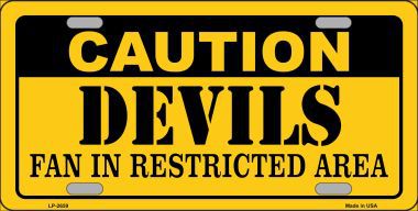 LP-2659 Caution Devils Metal Novelty License Plate