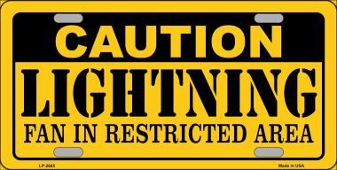 LP-2665 Caution Lightning Metal Novelty License Plate