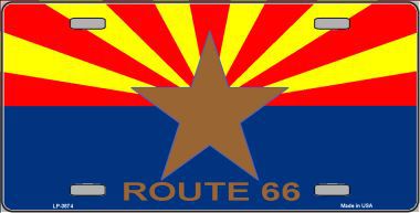 Picture of Smart Blonde LP-3574 Route 66 Arizona Flag Metal License Plate