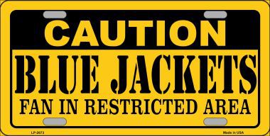 Picture of Smart Blonde LP-2673 Caution Blue Jackets Metal Novelty License Plate