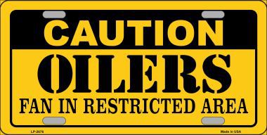 LP-2676 Caution Oilers Metal Novelty License Plate