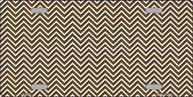 LP-2693 Brown White Chevron Metal Novelty License Plate