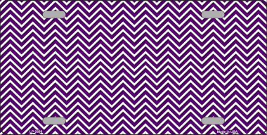 LP-2696 Purple White Chevron Metal Novelty License Plate