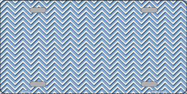 LP-2697 Light Blue White Chevron Metal Novelty License Plate