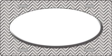 Picture of Smart Blonde LP-2700 Grey White Chevron Print With White Oval Metal Novelty License Plate