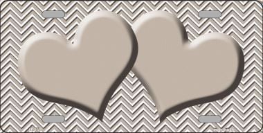 Picture of Smart Blonde LP-2721 Tan White Chevron Tan Center Hearts Metal Novelty License Plate