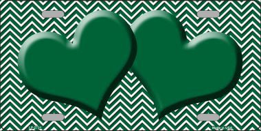Picture of Smart Blonde LP-2731 Green White Chevron Green Center Hearts Metal Novelty License Plate