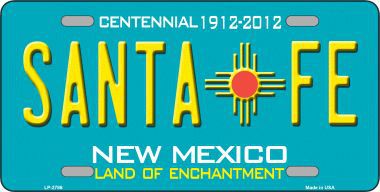 Santa Fe New Mexico Teal Novelty Metal License Plate