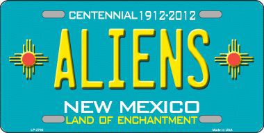 Aliens New Mexico Teal Novelty Metal License Plate