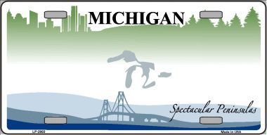 LP-2803 Michigan Novelty State Background Blank Metal License Plate