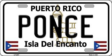 Ponce Puerto Rico Metal Novelty License Plate