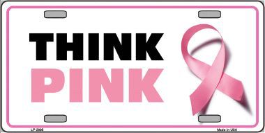 LP-2895 Think Pink Metal Novelty License Plate Sign
