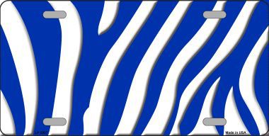LP-2907 Blue White Zebra Print Metal Novelty License Plate
